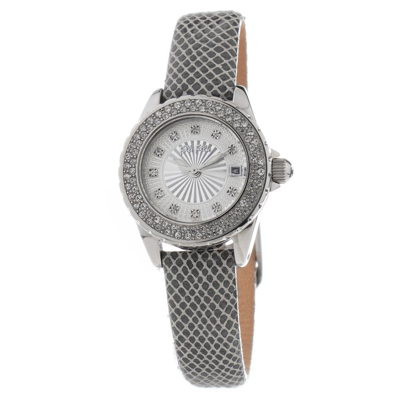 Gray leather dress watch-null