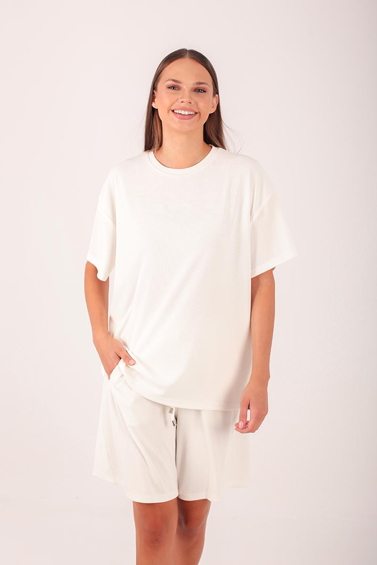 Alegre ribbed vermouda shorts off-white-null