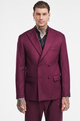 Stefan elastic slim fit textured blazer, Bordeaux, medium