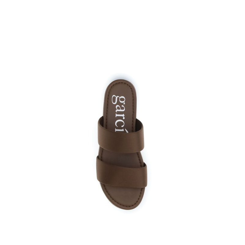 Brown silk flat sandals-null