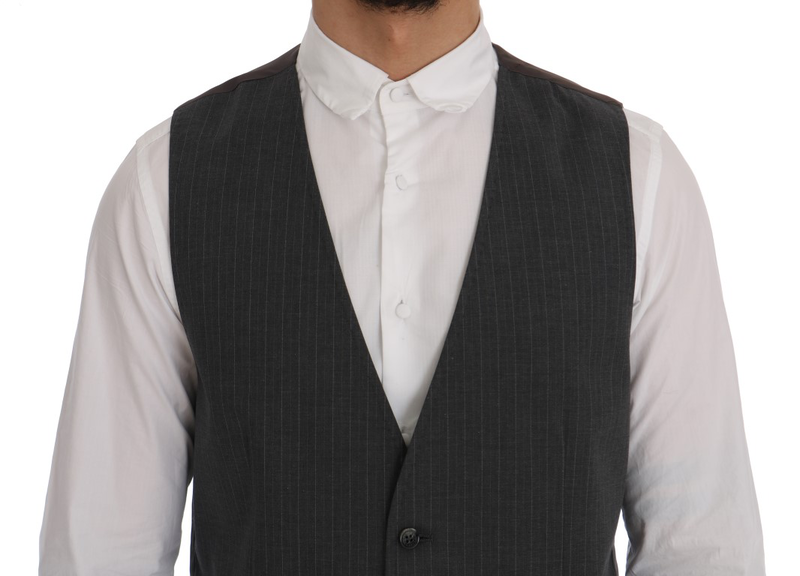 Gray staff cotton striped vest-null