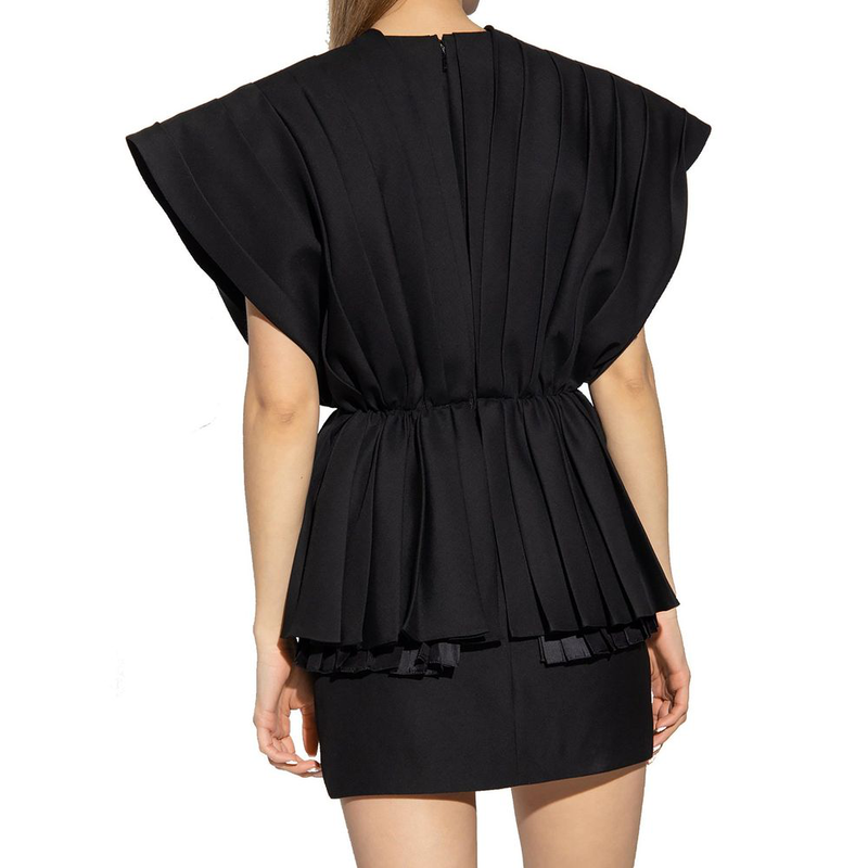 Black wool casual dress-null
