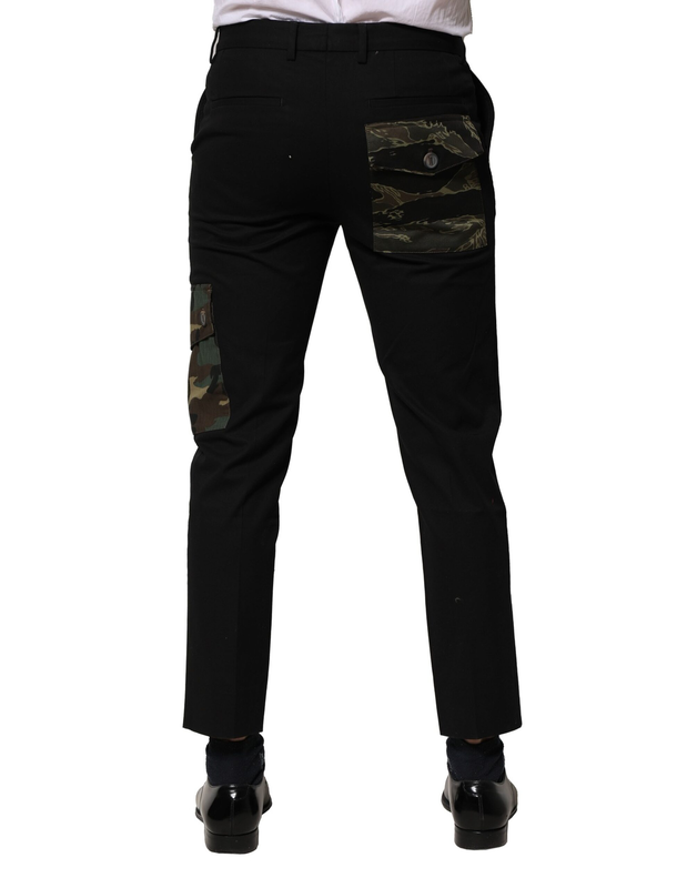 Black cotton cargo dress men pants-null