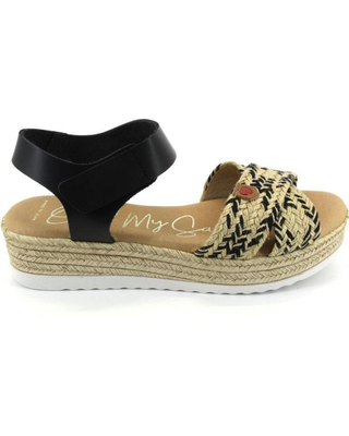 Oh my sandal women leather sandals, Negro, medium