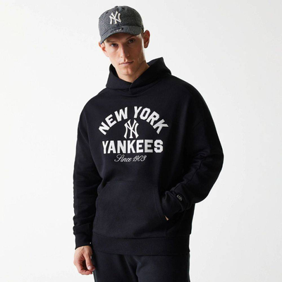 New era mlb heritage os hoodie new york yankees, Black, medium