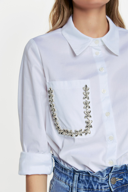 Product image: D34028 shirt decorative strass pocket-null