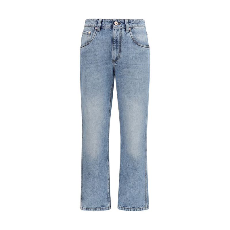 Blue cotton straight-leg jeans-null