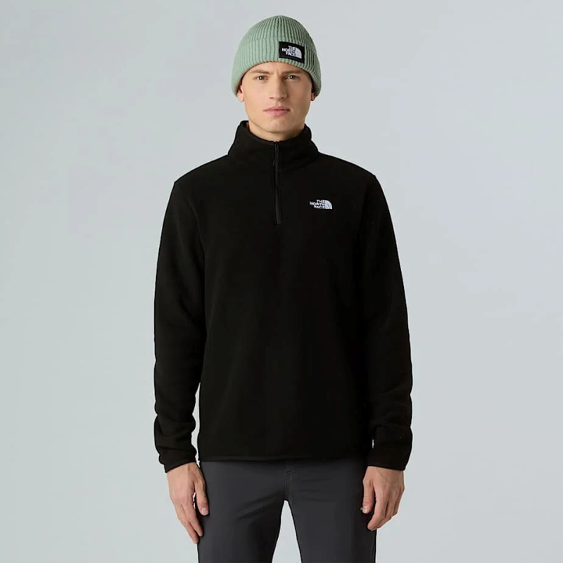 The north face m glcr flc 1/4 zip jkt tnf black, small-null
