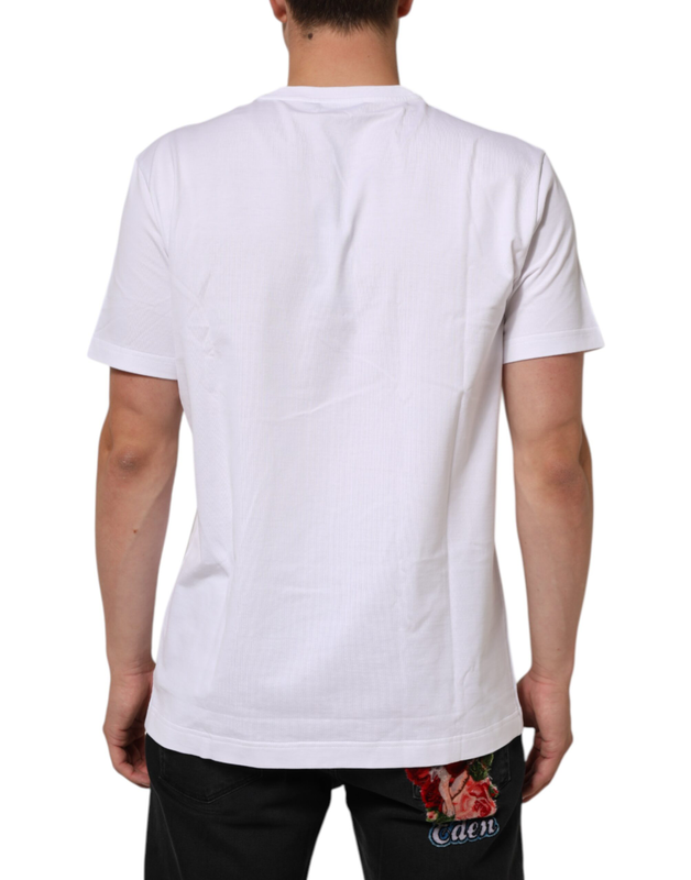 White cotton crew neck short sleeves t-shirt-null