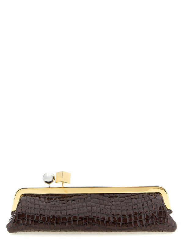 Brown goatskin clutch bag-null