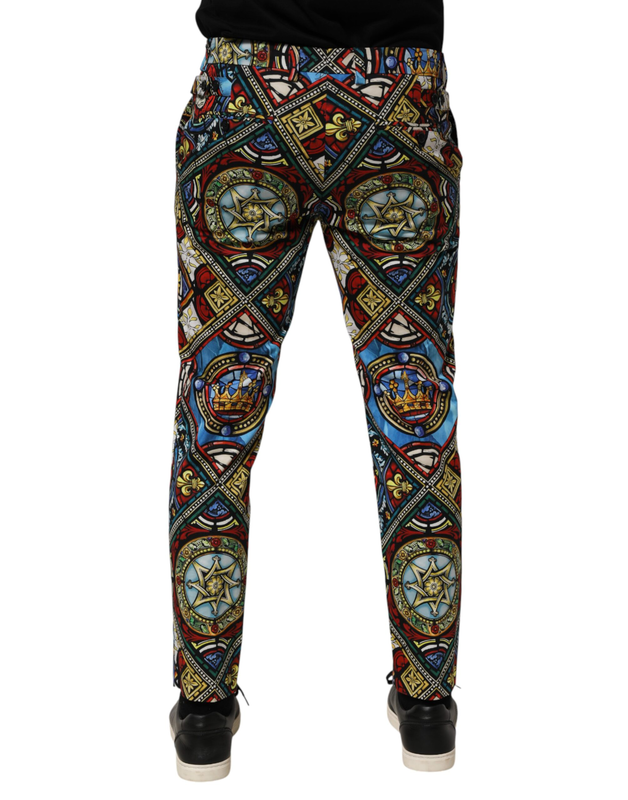 Multicolor stained glass window style print men pants-null