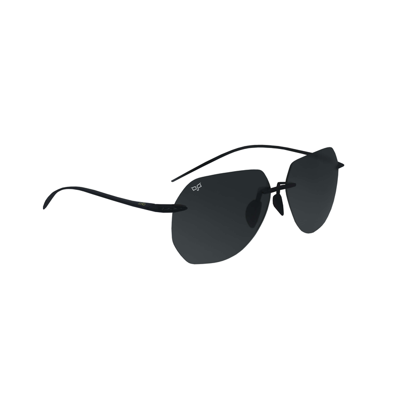 OJO sunglasses sport frameless black shine frame and temples and black polarised nylon lenses image number null