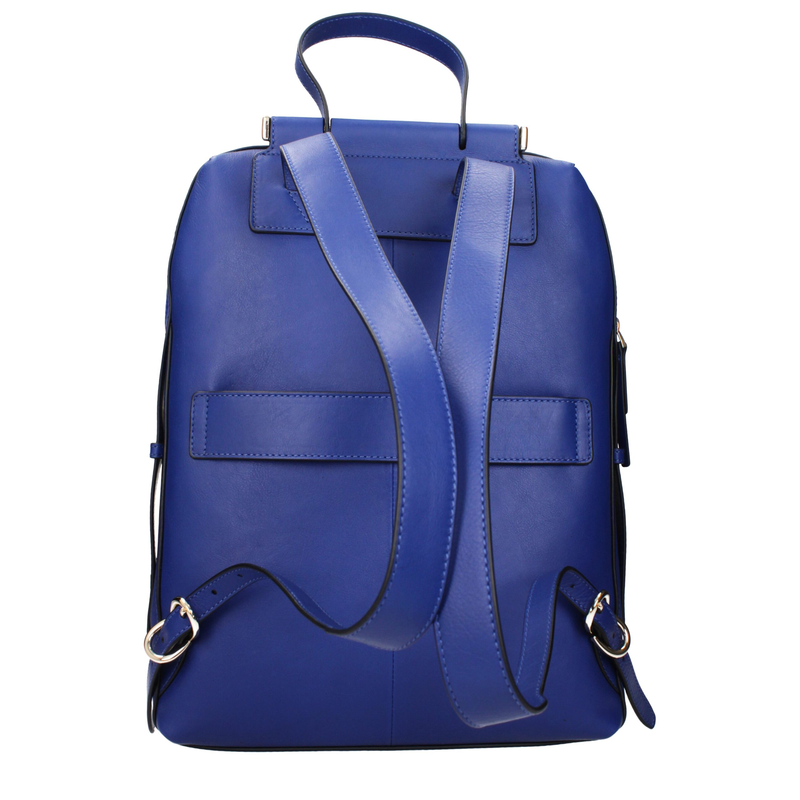 Blue leather backpack-null