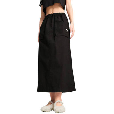 Future archive zip-off maxi woven skirt, Black, medium
