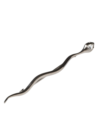 Silver brass crystal spilla serpente mens brooch pin, Silver, medium