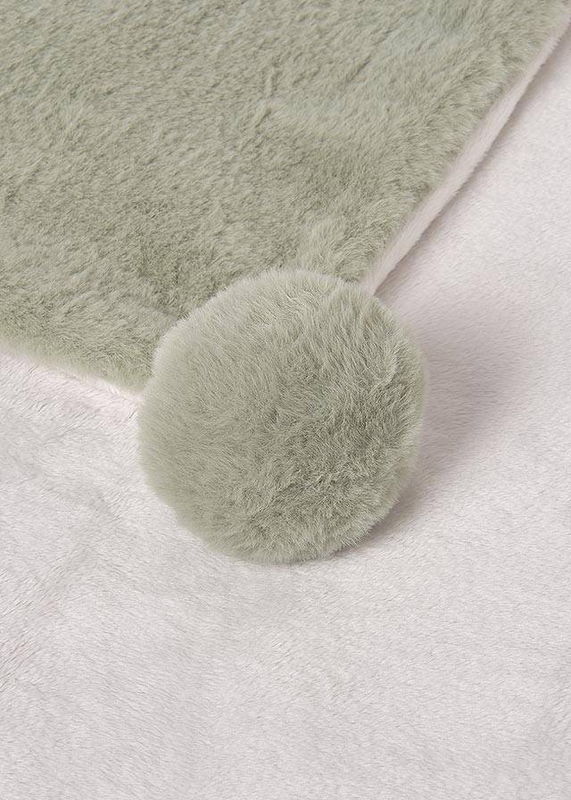 Kουβερτα γουνα pom pom χακι-null