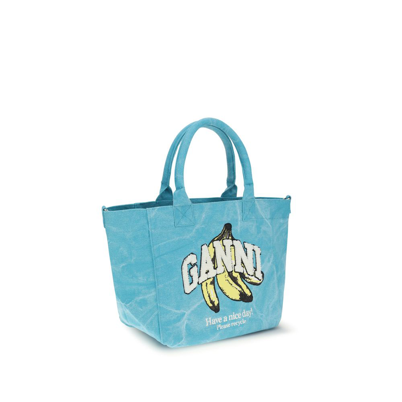 Blue recycled cotton shoulder bag-null