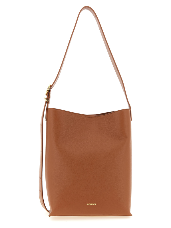 Brown calfskin shoulder bag-null