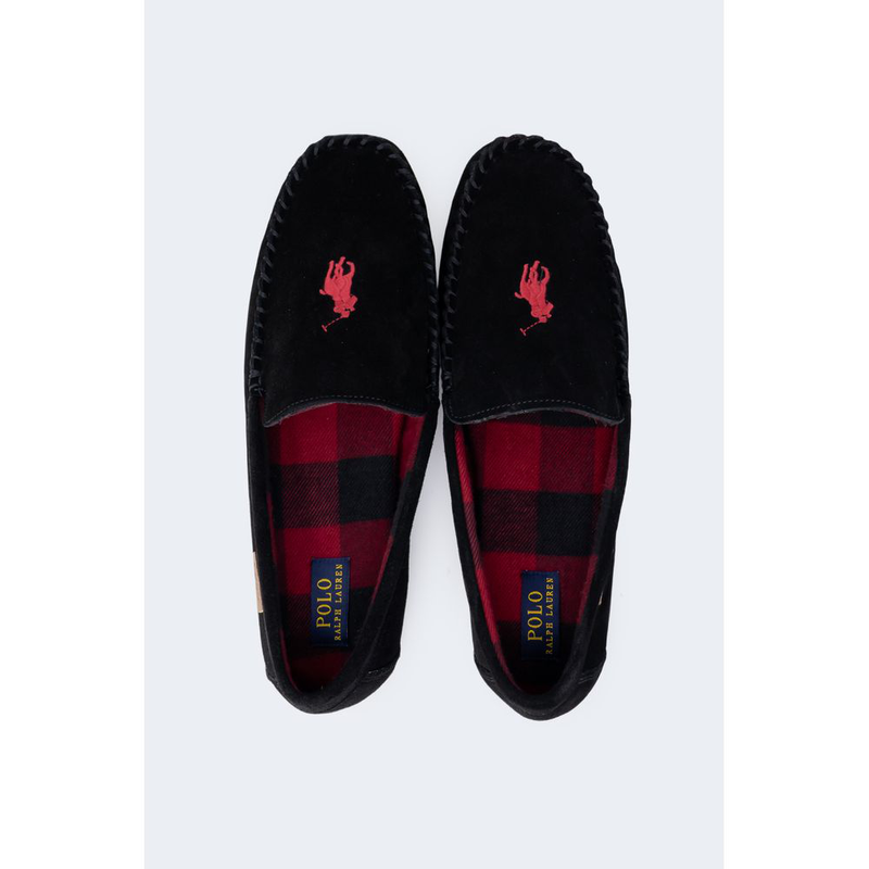 Black faux fur slippers-null