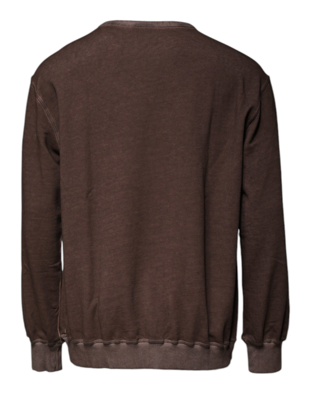 Brown logo print crew neck pullover sweater-null