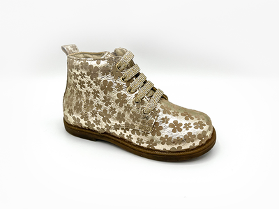 Falcotto robin gold flower first walker bootie nat40f, Gold, medium