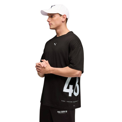 Men graphic oversized t-shirt, Black, medium
