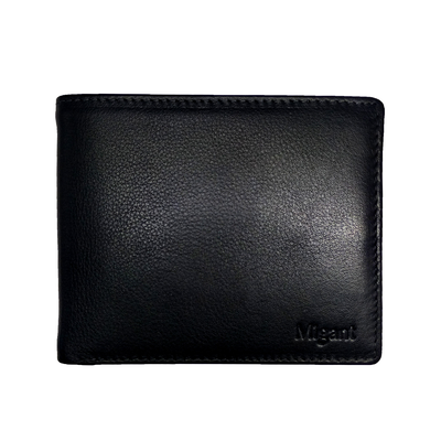 Migant design mens black leather wallet 6420, Black, medium