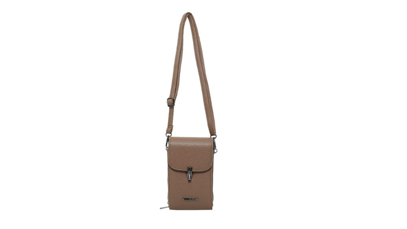 Minimal faux leather crossbody phone bag &ndash; taupe | adjustable strap-null