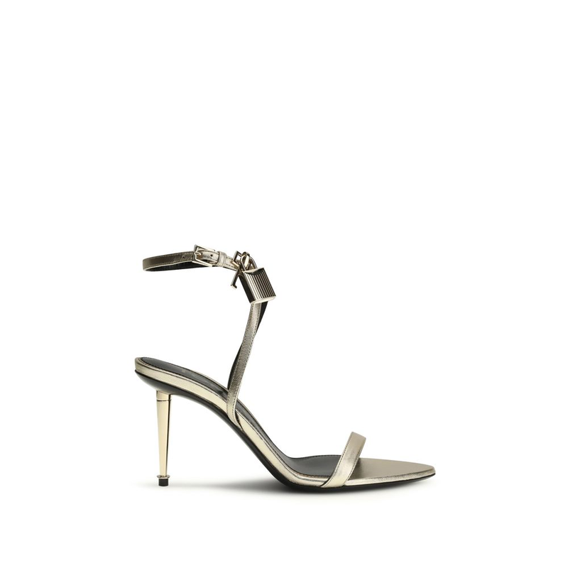 Gold calf leather bos taurus stiletto heel sandals-null