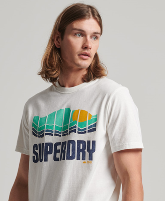 Superdry vintage great outdoors tee, Natural White Marl, medium