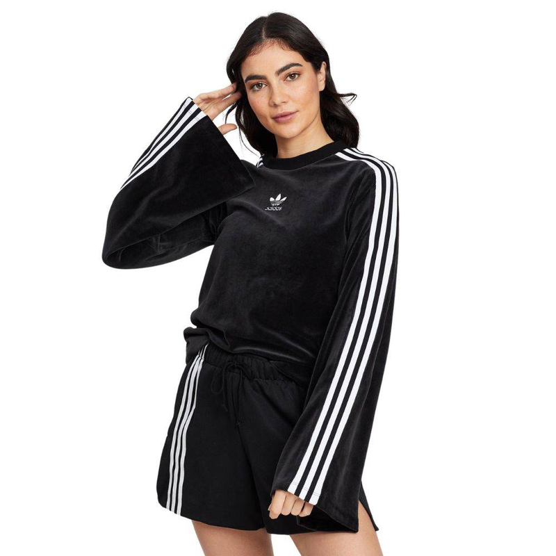 Flared sleeve velour sweatshirt womens-null