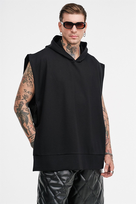 Stefan slasher sleeveless tshirt, Black, medium