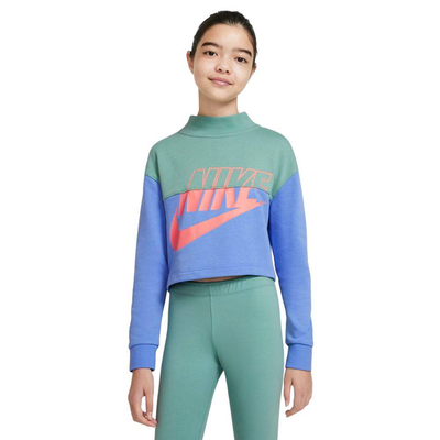 Nike nsw girls french terry cropped crew, Jade, medium