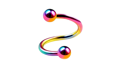 Surgical steel spiral bead rainbow, , medium