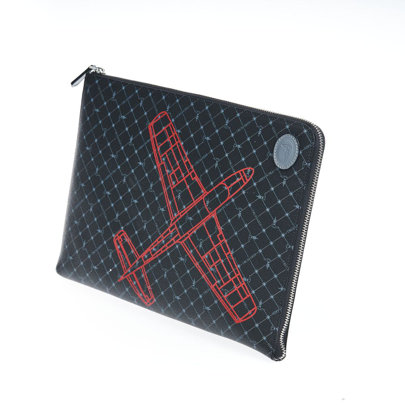 Black leather men clutch-null