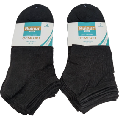 Trainer socks 6 pairs #hm20606, Black, medium