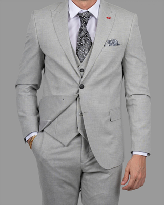 Dezign 3piece slim fit suit in patterned, Grey, medium