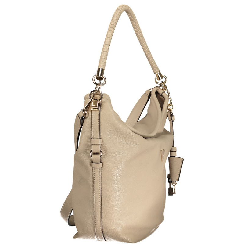 Beige polyurethane women handbag-null