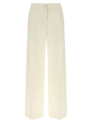 White wool casual pants, White, medium
