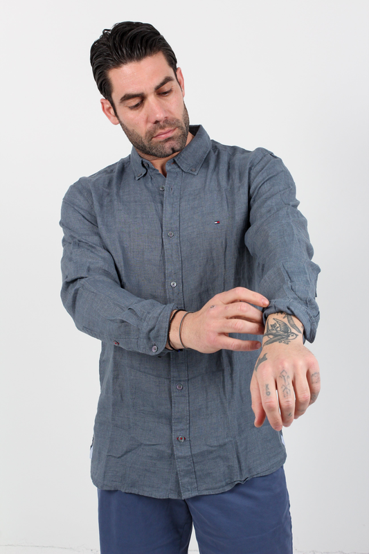 Pigment dyed linen rf shirt - tommy hilfiger-null
