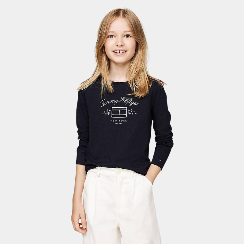 Girls stars flag print longsleeve tee-null