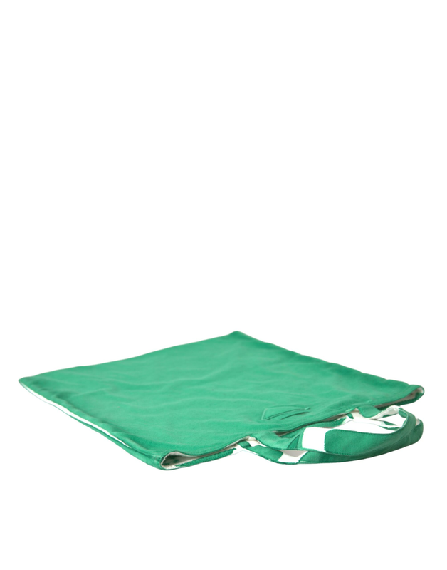 Green jersey fabric logo shoulder shopping tote shopping bag-null