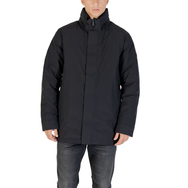 Black polyester parka-null