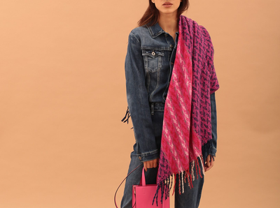Motif scarf - fuchsia, Fuchsia, medium