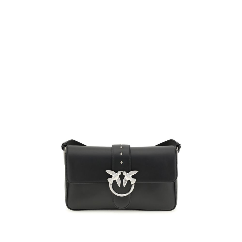 Black leather shoulder bag-null
