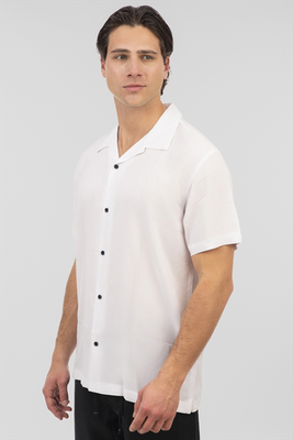 Rebase viscose short sleeve shirt, White, medium