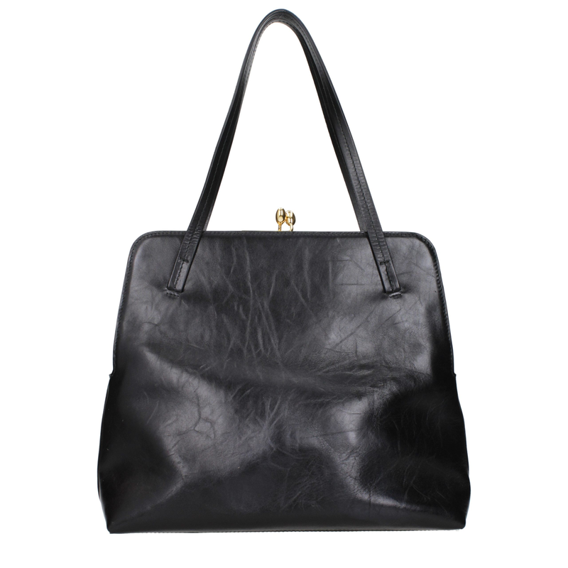 Black leather shoulder bag-null