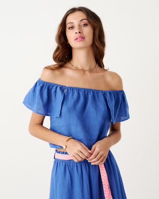 Crop top linen, Sax, medium