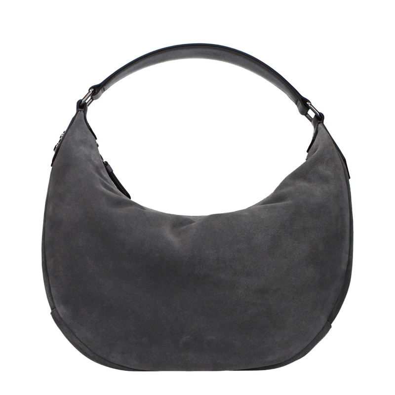 Gray leather shoulder bag-null