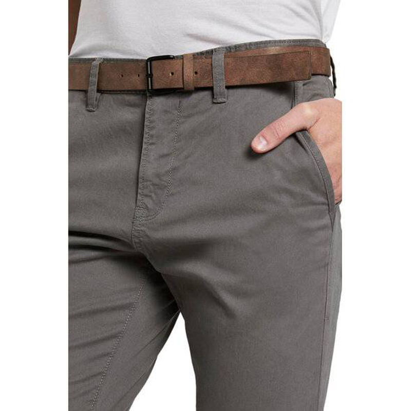 Slim chino with belt παντελονι ανδρικο castlerock grey image number null